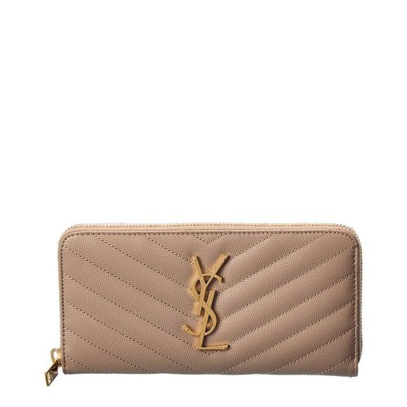 Saint Laurent Handbags - Saint Laurent Monogram Matelasse Leather Zip Around Wallet, Black